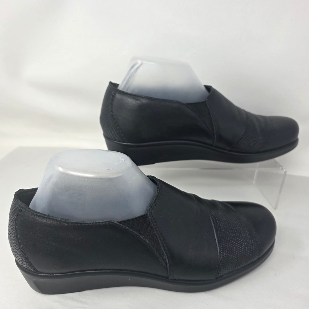 SAS Scenic Loafers Womens 10 M Black Leather Snakeskin Slip On Shoes Good